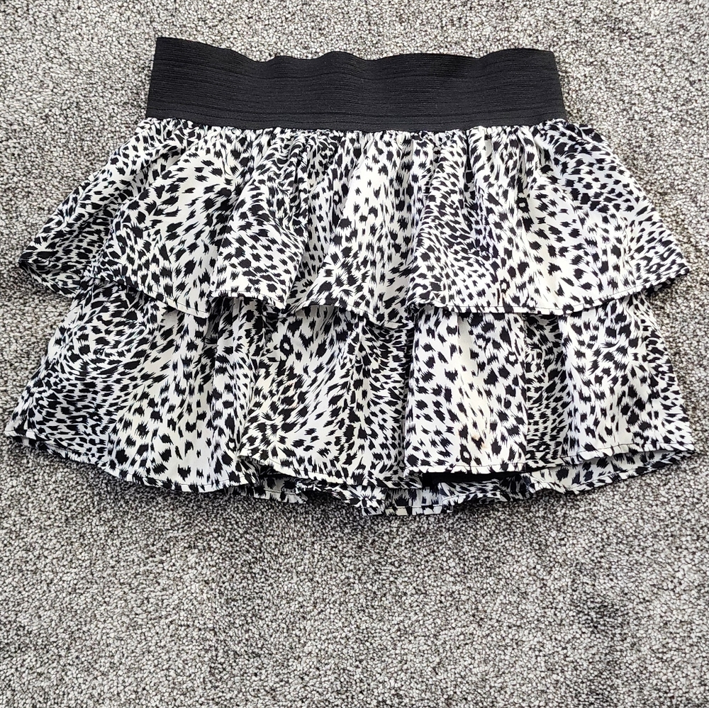 Wet Seal Size Small Leapord Mini Skirt with Ruffles